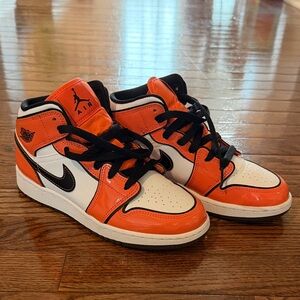 Nike Air Jordan Orange Black White Athletic Shoes